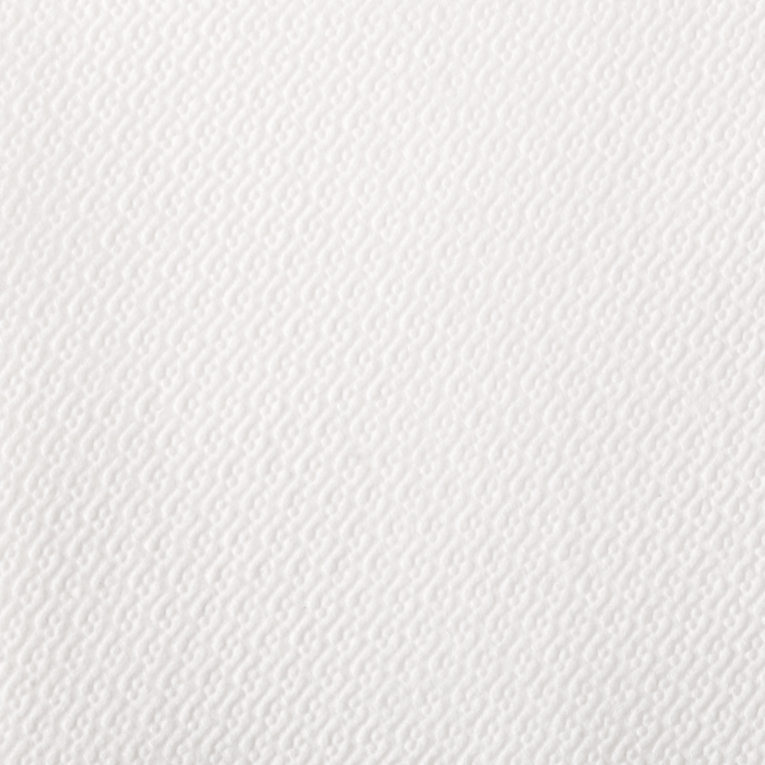 Detalle de textura gofrada de servilletas 30x30 blancas de papel, suaves y resistentes, calidad profesional.