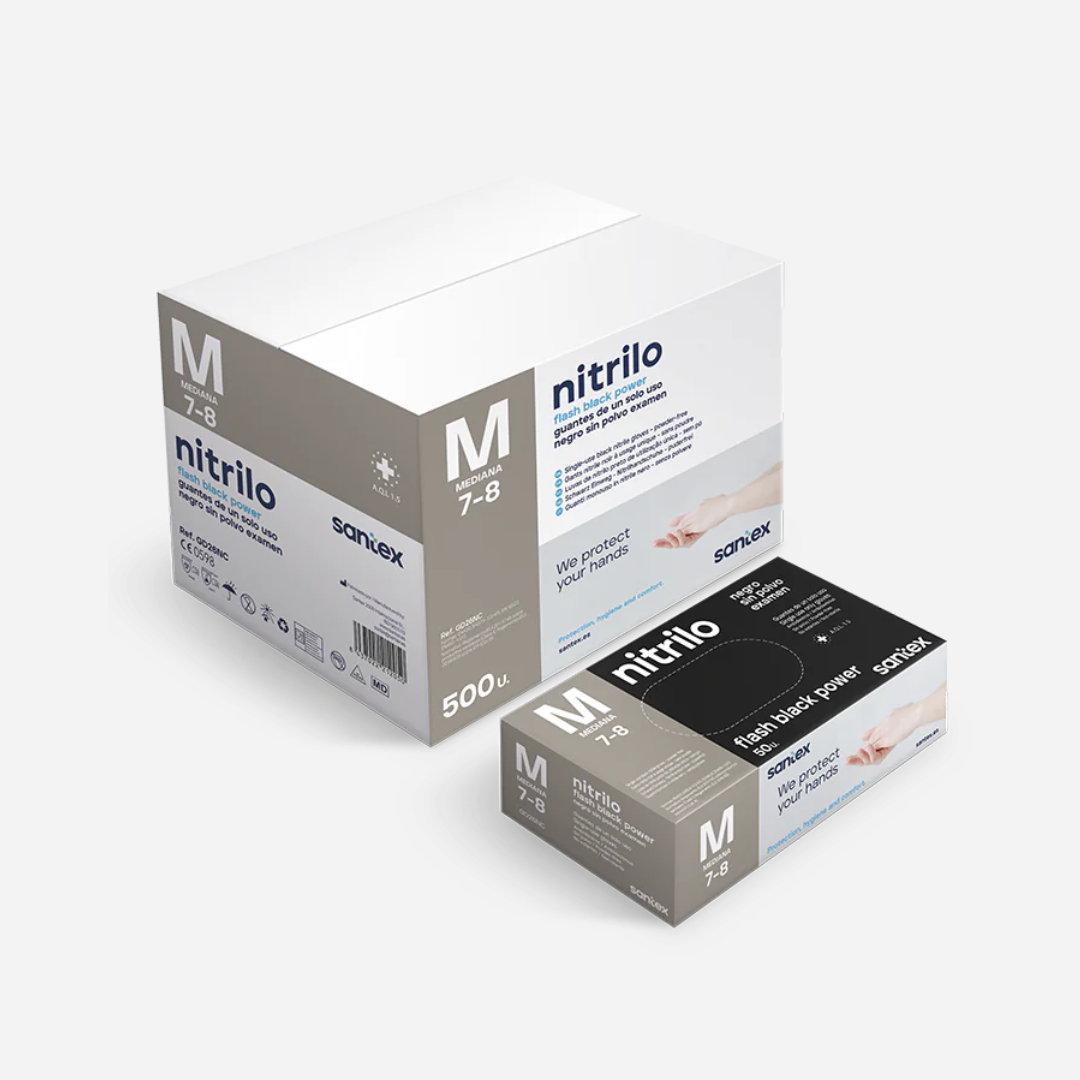 Embalaje completo con 5000 guantes nitrilo diamantado en Gran Canaria para distribuidores y profesionales.