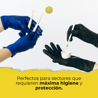 Guantes de nitrilo azul sin polvo protegiendo las manos de un profesional sanitario en entornos clínicos, proporcionando seguridad y comodidad en Gran Canaria.
