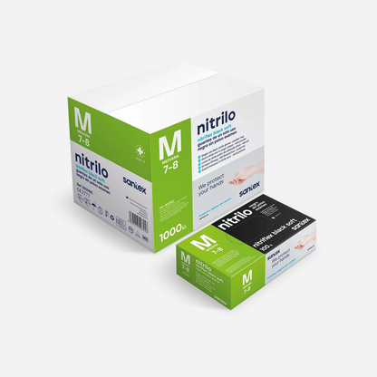 Caja de guantes de nitrilo negro Nitriflex Black Soft de 100 unidades. Guantes económicos y de alta calidad para tattoo, estética y peluquería en Canarias.