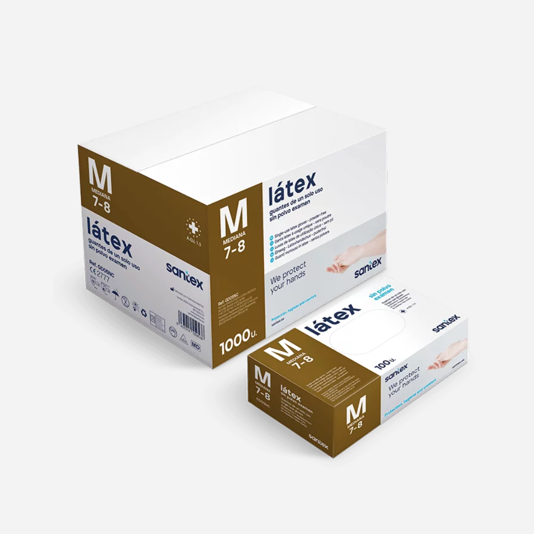 Caja de Guantes de Látex Blanco Sin Polvo - 100 Unidades.