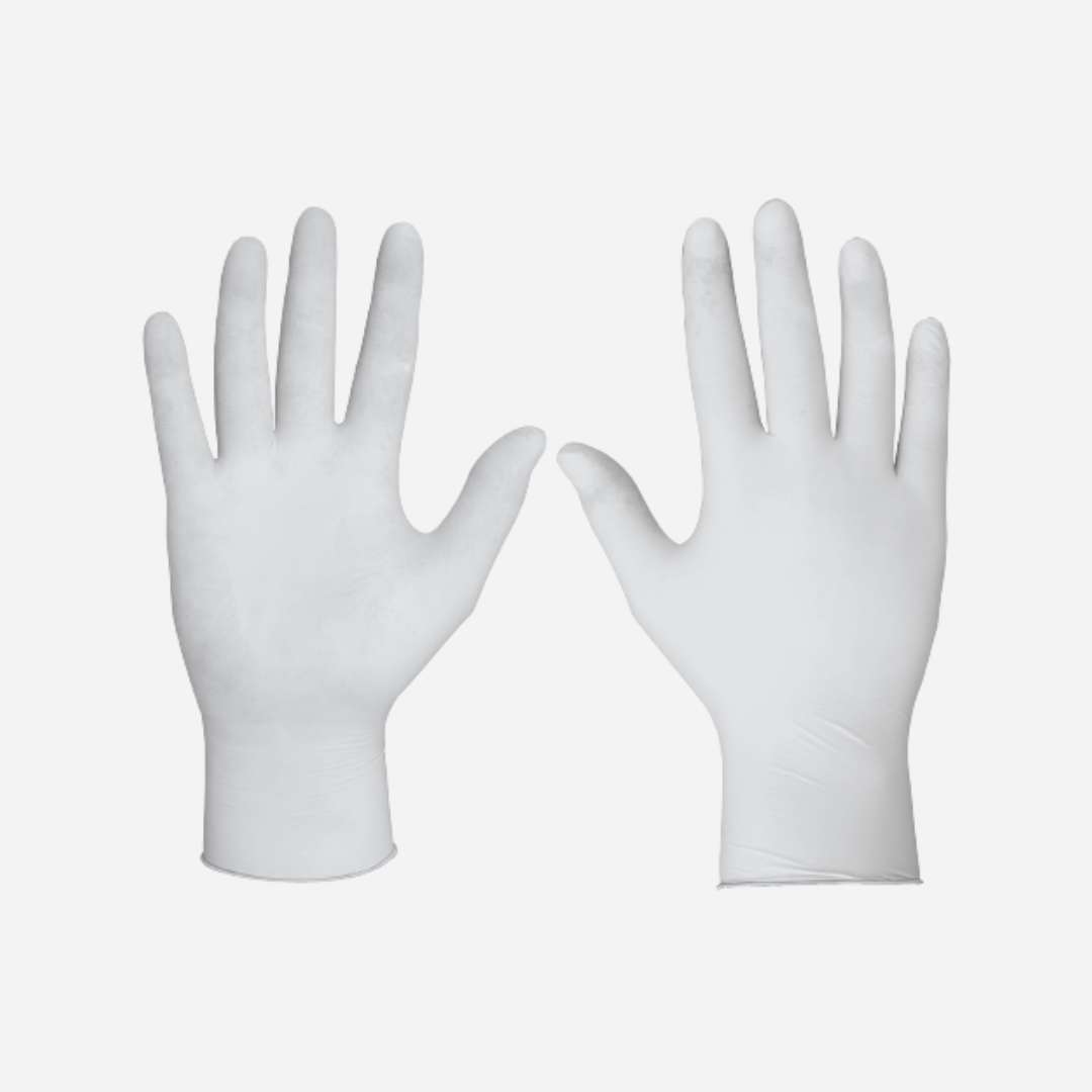 Guantes de Látex Blanco Sin Polvo, guantes latex para protección en entornos sanitarios y alimentarios.