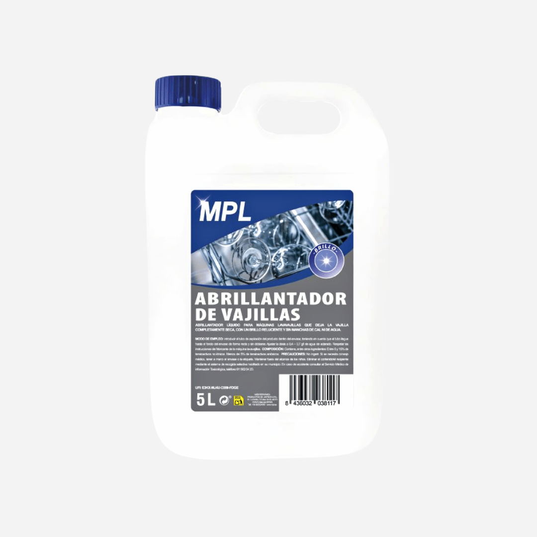 Abrillantador de Vajillas 5L MPL para lavavajillas automáticos con brillo profesional en Gran Canaria