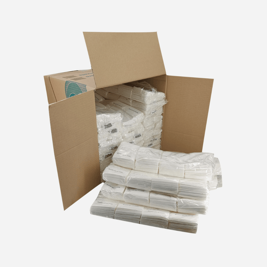 Caja abierta de servilletas Miniservis 17x17 con 12.000 unidades (60 Paquetes x 200 Unidades) para bares y restaurantes en Gran Canaria.