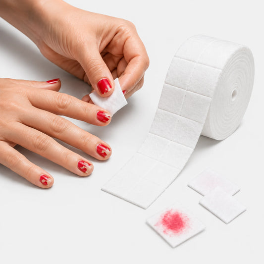 Persona retirando esmalte deteriorado de las uñas con cuadritos de celulosa y producto removedor en Gran Canaria