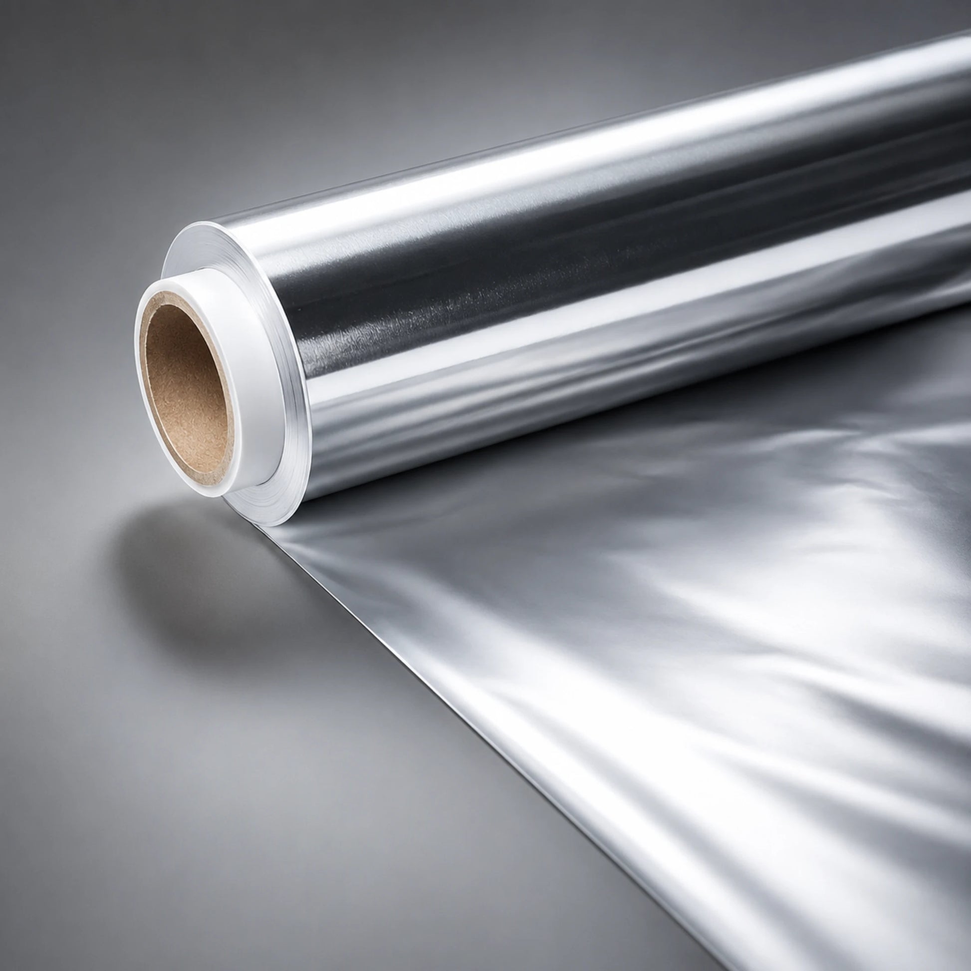 Detalle de la calidad del papel de aluminio profesional de 13 micras y de su tubo interior de cartón