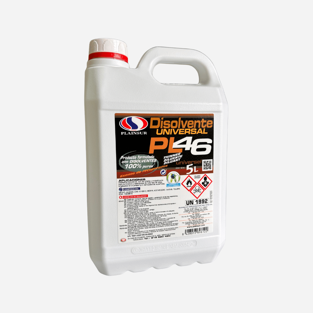 Disolvente Universal 5L PL46 Plainsur para limpieza industrial y trabajos de pintura en Gran Canaria