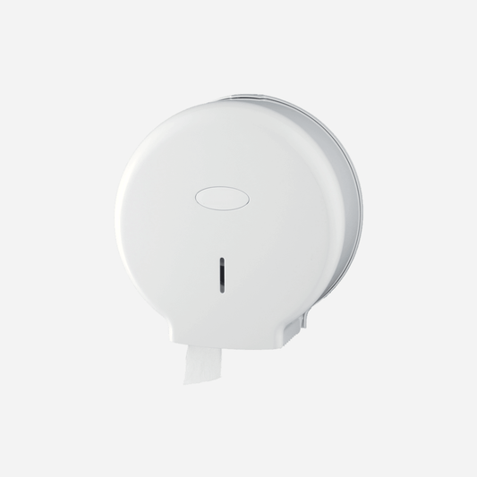 Dispensador de Papel Higiénico mediano en ABS blanco con llave para baños públicos en Gran Canaria