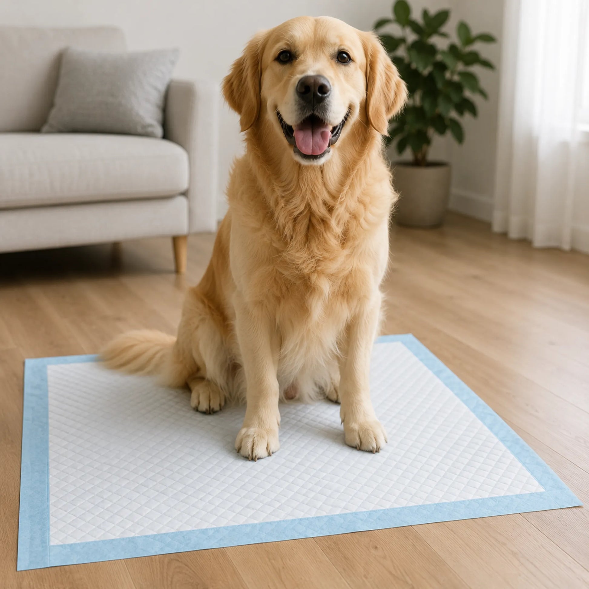 Perro sobre un empapador absorbente 60x90 en el hogar, representando su uso con mascotas y perros mayores en Gran Canaria.