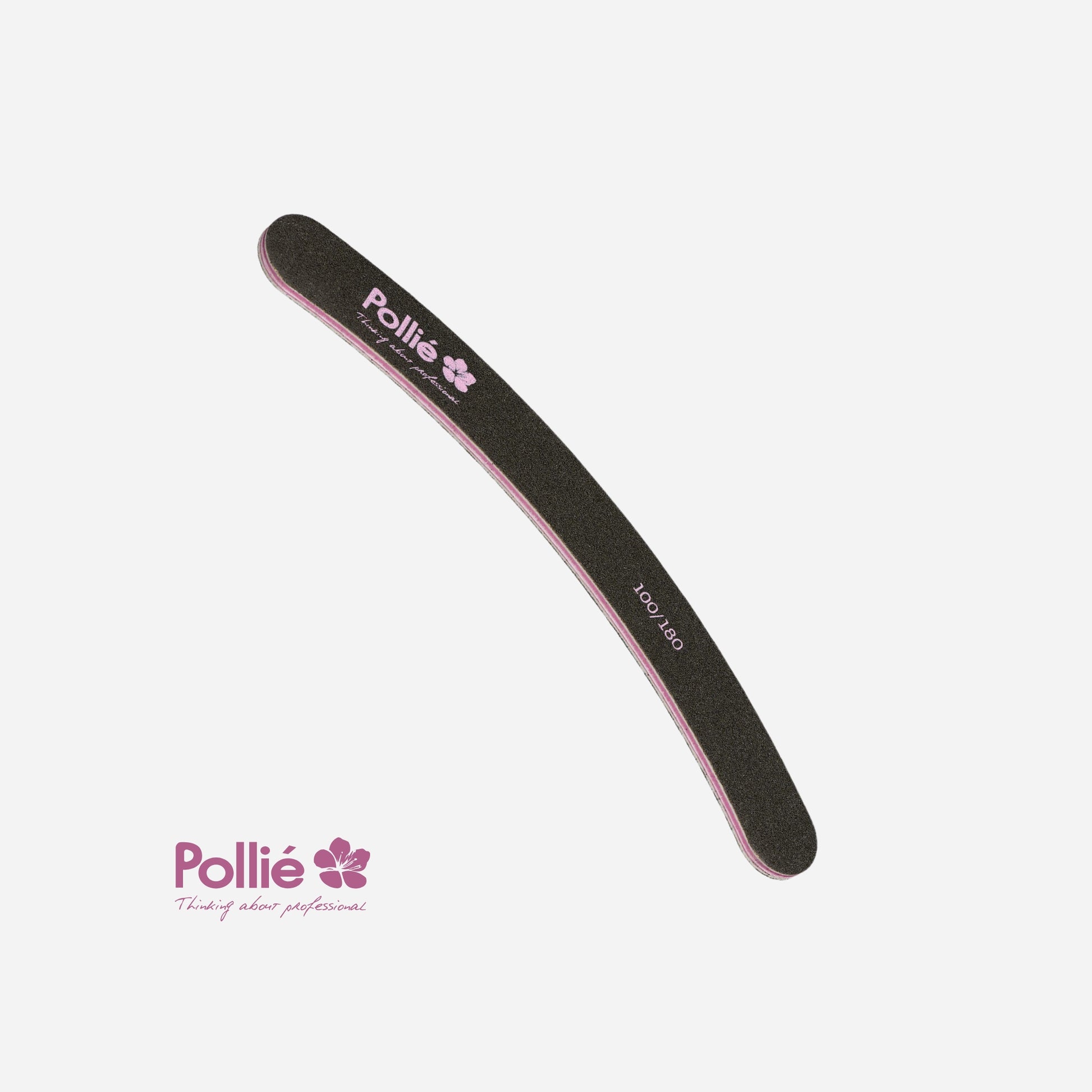 Lima de Uñas Negra Curva 100/180 Pollié para manicura y pedicura profesional en Gran Canaria