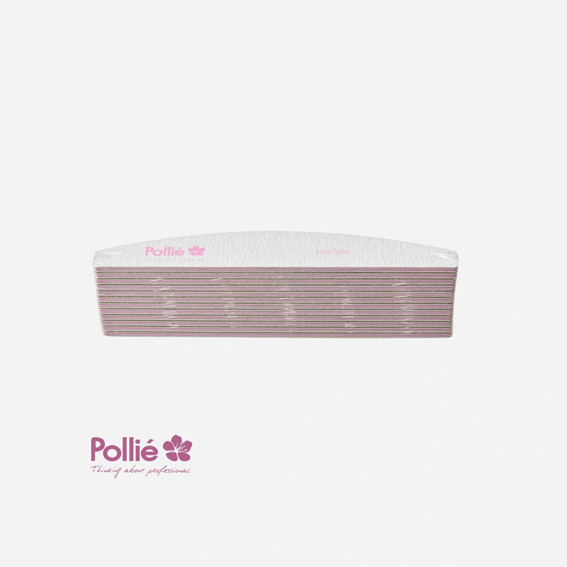 Pack de 12 Limas de Uñas Blanco Media-Luna 100/180 Pollié para uso profesional en Gran Canaria