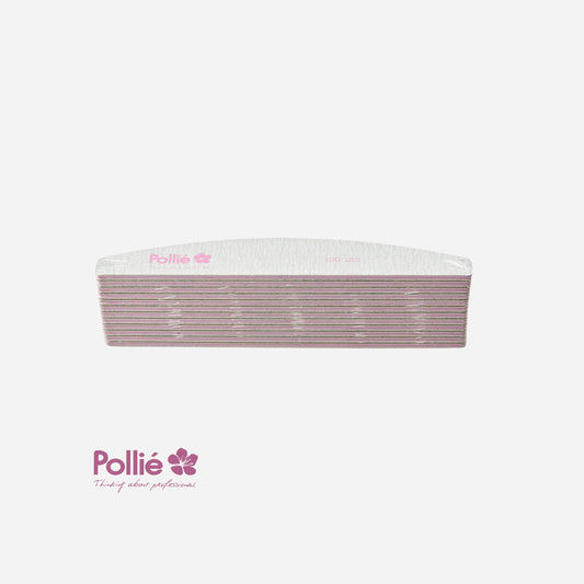 Pack de 12 Limas de Uñas Blanco Media-Luna 100/180 Pollié para uso profesional en Gran Canaria