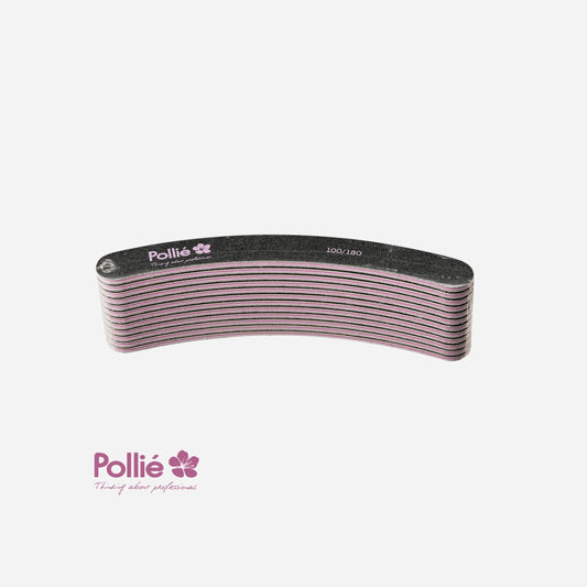 Pack de 12 Limas de Uñas Negras Curvas 100/180 Pollié para uso profesional en Gran Canaria