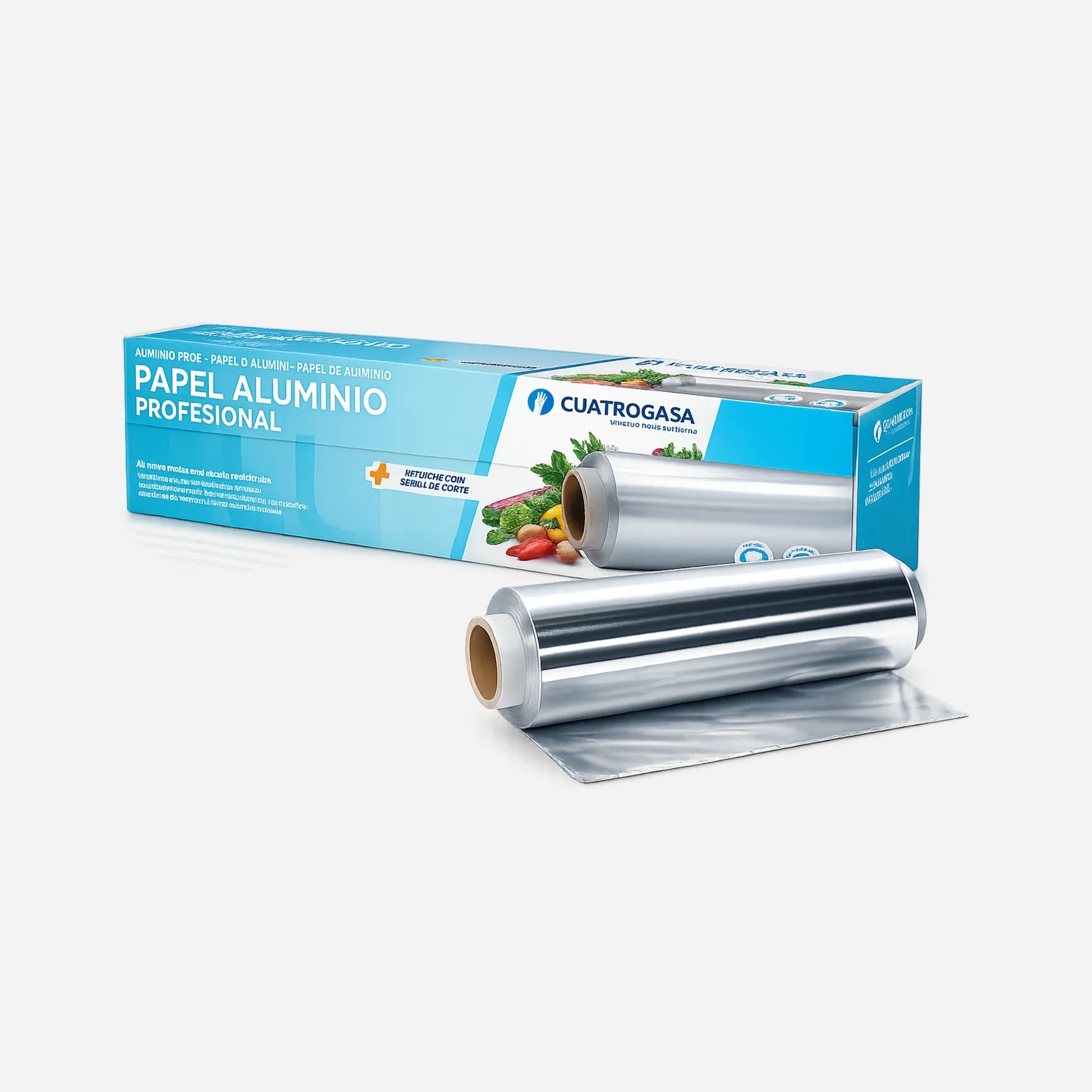 Rollo de Papel de Aluminio Profesional 1,2KG dentro de su estuche con sierra para realizar cortes a medida