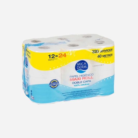 Papel higiénico Micaderm 12 rollos doble capa suave y resistente en Gran Canaria