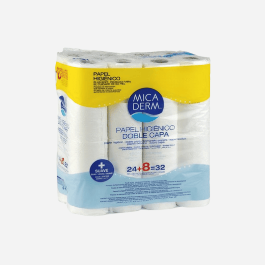 Papel higiénico Micaderm 32 rollos 2 capas 100% celulosa pack familiar en Gran Canaria