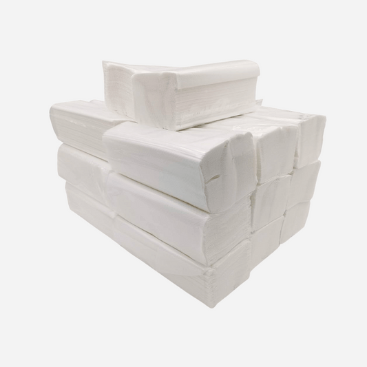 Paquete de 190 toallas de papel Zig Zag en Gran Canaria, papel tisú higiénico y absorbente para uso profesional.