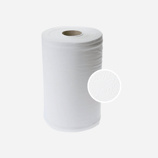 Rollo individual de papel Mini Cheminé de 500 gramos, ideal para dispensadores de mesa o pared en entornos de trabajo o limpieza profesional en Gran Canaria.