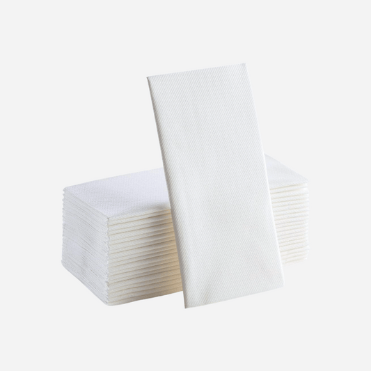Servilletas de papel 30x40 PP 1/6 blancas, 2 capas en celulosa virgen, acabado punta a punta para hostelería en Canarias.