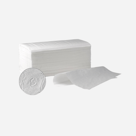 Toallas de papel Zig Zag en Gran Canaria fabricadas en celulosa 100% con acabado tissue liso para baños, estética y clínicas.