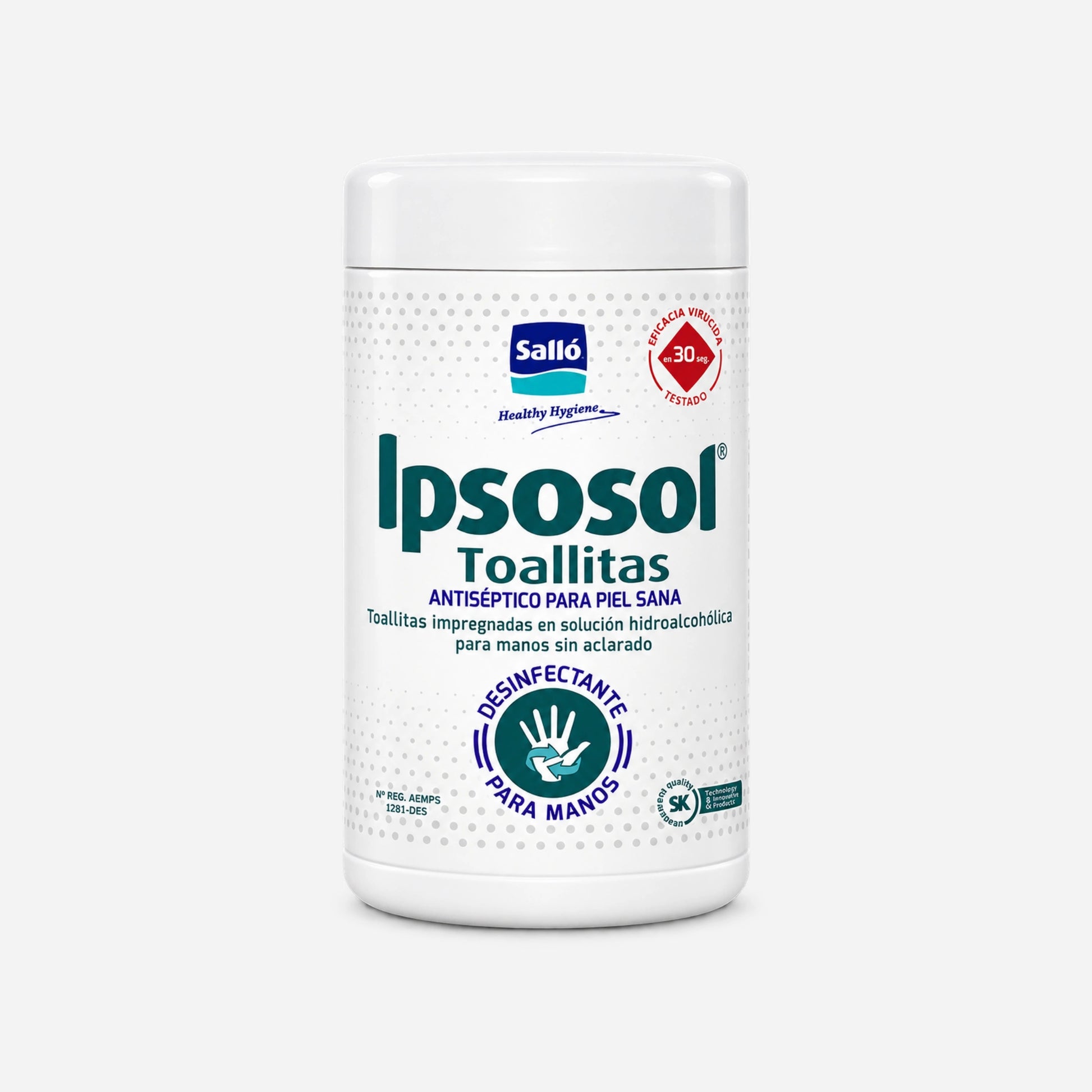 Toallitas desinfectantes para manos Ipsosol pack 80, antiséptico para piel sana con solución hidroalcohólica sin aclarado y registro desinfectante en Gran Canaria.